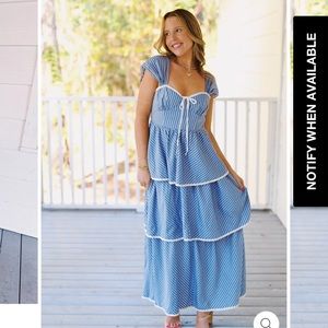 Blue Striped Midi Dress